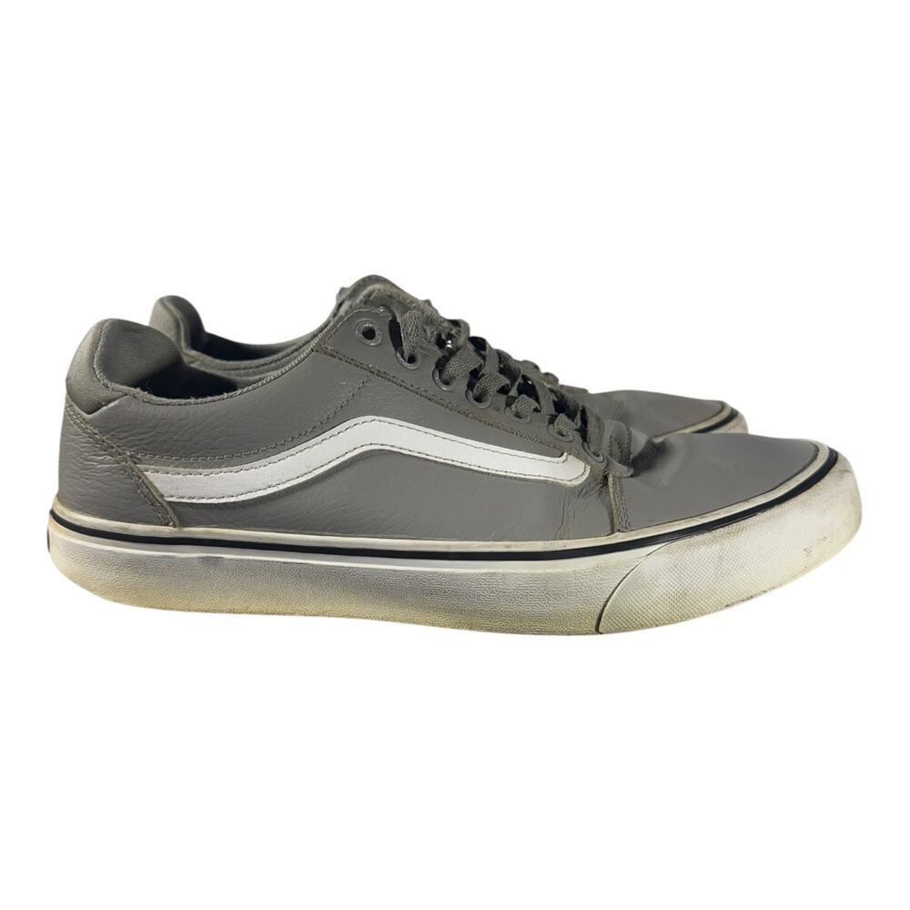 Vans Old Skool Men’s Low Leather Sneakers Mens Size 12 Pewter Gray Skate Shoes - Picture 2 of 9